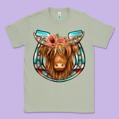 Highland Cow Serape Floral Headband Horseshoe Classic Tee Designed By Jasminsmagicworld