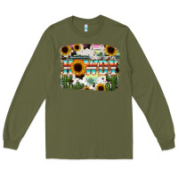 Army Green Howdy Serape And Sunflower Long Sleeve Tee - RanaPortraitStore