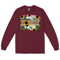 Burgundy Howdy Serape And Sunflower Long Sleeve Tee - RanaPortraitStore