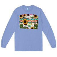 Colony Blue Howdy Serape And Sunflower Long Sleeve Tee - RanaPortraitStore