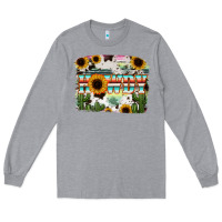 Heather Grey Howdy Serape And Sunflower Long Sleeve Tee - RanaPortraitStore