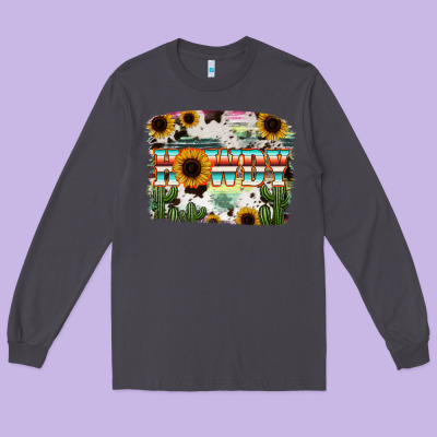 Howdy Serape And Sunflower Long Sleeve Tee Designed By Ranaportraitstore
