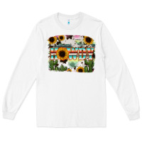 White Howdy Serape And Sunflower Long Sleeve Tee - RanaPortraitStore