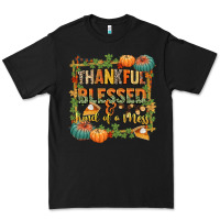 Black thankful blessed and kind of a mess Premium Tee - CowGirlArtShop