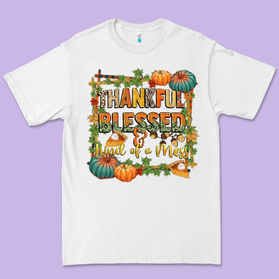 Thankful Blessed And Kind Of A Mess Premium Tee Designed By Cowgirlartshop