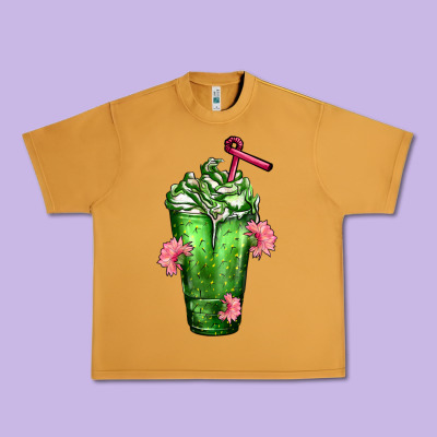 Western Cactus Cold Frappe Urban Heavy Tee Designed By Fadigitalartstudio
