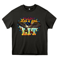 Asphalt Let's get lit America Eagle 4th of july Heavy Core Tee - HowdyJamesFarm