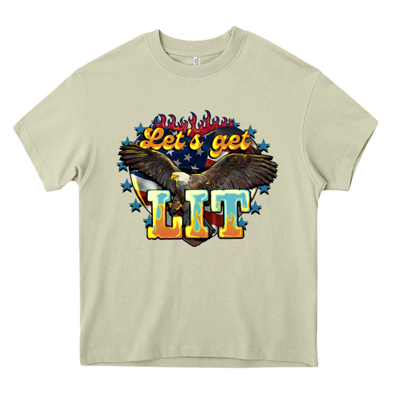 Let's Get Lit America Eagle 4th Of July Heavy Core Tee by HowdyJamesFarm | Teevron