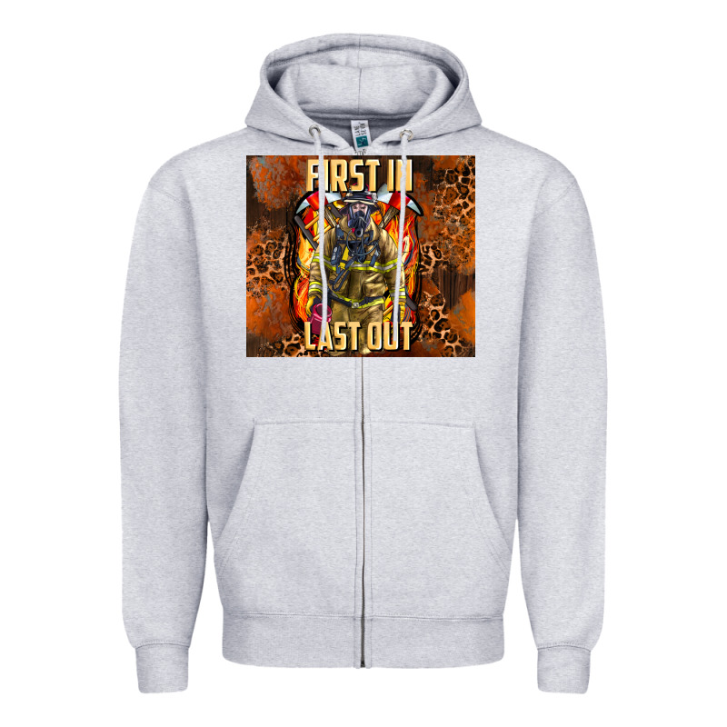 First In Last Out Firefighter Zipper Hoodie by AdoDesignShop | Teevron