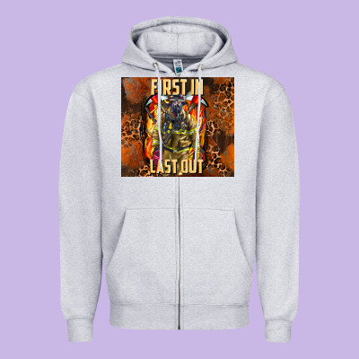 First In Last Out Firefighter Zipper Hoodie Designed By Adodesignshop