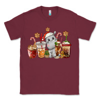 Burgundy hippopotamus coffee cups christmas Classic Tee - CowGirlArtShop