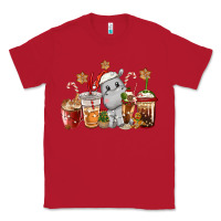 Red hippopotamus coffee cups christmas Classic Tee - CowGirlArtShop