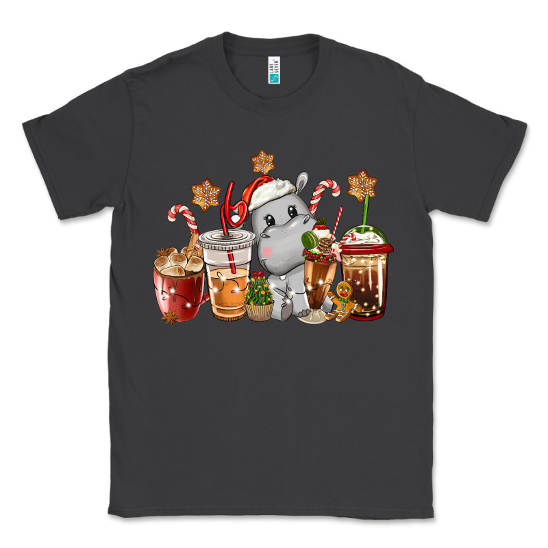 Hippopotamus Coffee Cups Christmas Classic Tee by CowGirlArtShop | Teevron