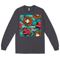 Smoke baseball helmet and glove with serape seamless pattern Long Sleeve Tee - BundleAndBundleShop