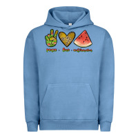 Pigment Pebble Blue peace love watermelon Urban Hoodie - JahusDesignShop