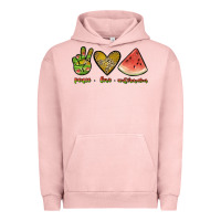 Pigment Salmon peace love watermelon Urban Hoodie - JahusDesignShop