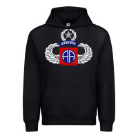 Black 82nd Airborne Div Parachutist Wings and Patch - Distressed Urban Hoodie - baoMotion