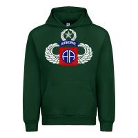 Forest Green 82nd Airborne Div Parachutist Wings and Patch - Distressed Urban Hoodie - baoMotion