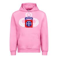 Fuchsia Pink 82nd Airborne Div Parachutist Wings and Patch - Distressed Urban Hoodie - baoMotion
