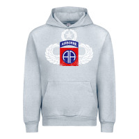 Heather Grey 82nd Airborne Div Parachutist Wings and Patch - Distressed Urban Hoodie - baoMotion