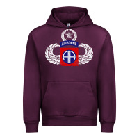 Mauve Wine 82nd Airborne Div Parachutist Wings and Patch - Distressed Urban Hoodie - baoMotion