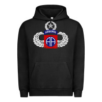 Pigment Black 82nd Airborne Div Parachutist Wings and Patch - Distressed Urban Hoodie - baoMotion