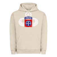 Pigment French Oak 82nd Airborne Div Parachutist Wings and Patch - Distressed Urban Hoodie - baoMotion