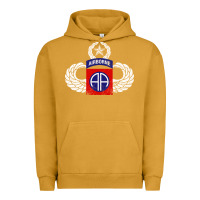 Pigment Peanut Butter 82nd Airborne Div Parachutist Wings and Patch - Distressed Urban Hoodie - baoMotion