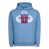 Pigment Pebble Blue 82nd Airborne Div Parachutist Wings and Patch - Distressed Urban Hoodie - baoMotion