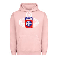 Pigment Salmon 82nd Airborne Div Parachutist Wings and Patch - Distressed Urban Hoodie - baoMotion