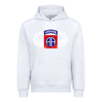 White 82nd Airborne Div Parachutist Wings and Patch - Distressed Urban Hoodie - baoMotion