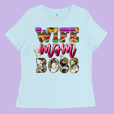 Wife Mom Boss Daisy Mother's Day Ladies Tee Designed By Howdyjamesfarm