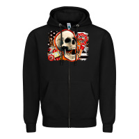 Black firefighter skull Zipper Hoodie - AdoDesignShop