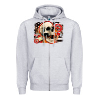 Heather Grey firefighter skull Zipper Hoodie - AdoDesignShop