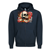 Navy firefighter skull Zipper Hoodie - AdoDesignShop