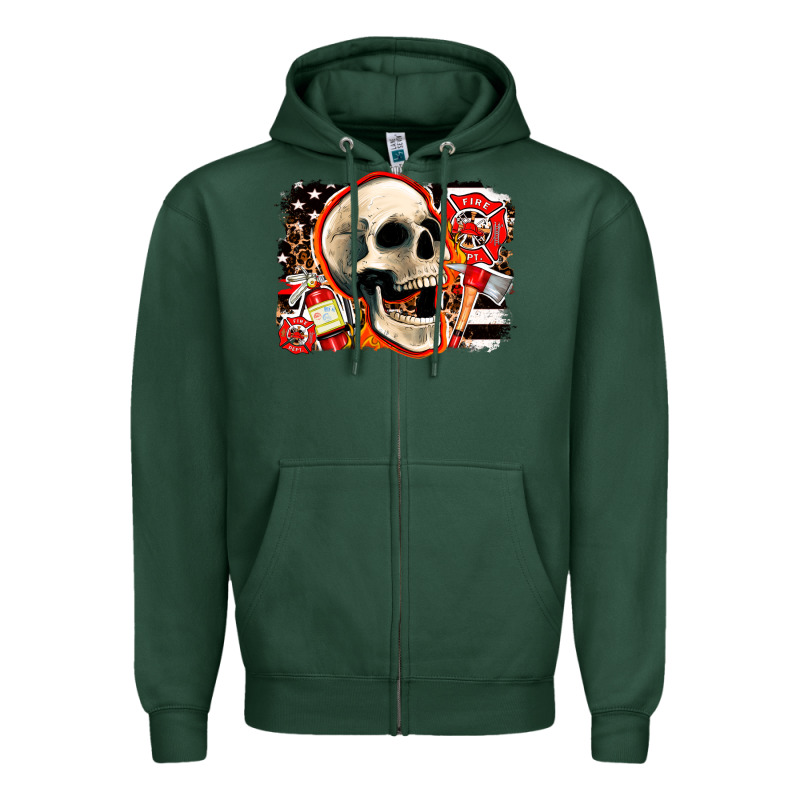 Firefighter Skull Zipper Hoodie by AdoDesignShop | Teevron