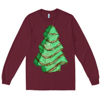 Burgundy green christmas cake Long Sleeve Tee - FaDigitalArtStudio