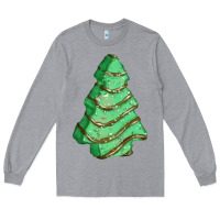 Heather Grey green christmas cake Long Sleeve Tee - FaDigitalArtStudio