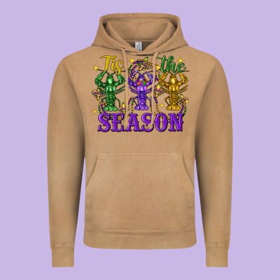 Tis The Season Crawfish Mardi Gras Vintage Hoodie Designed By Fadigitalartstudio