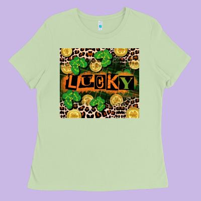 St. Patricks Day Lucky Ladies Tee Designed By Cowgirlartshop