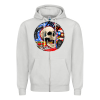 Dove Grey police skull and police equipment Zipper Hoodie - AdoDesignShop