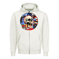 Oatmeal Heather police skull and police equipment Zipper Hoodie - AdoDesignShop