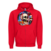 Red police skull and police equipment Zipper Hoodie - AdoDesignShop