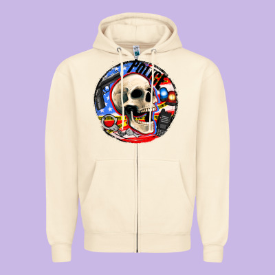 Police Skull And Police Equipment Zipper Hoodie Designed By Adodesignshop