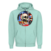 Seafoam police skull and police equipment Zipper Hoodie - AdoDesignShop