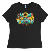 Black Mom of twins sunflower mothers day Ladies Tee - HowdyJamesFarm