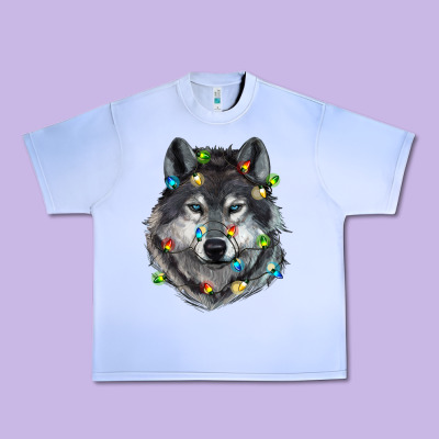 Christmas With Wolf Urban Heavy Tee Designed By Ranaportraitstore