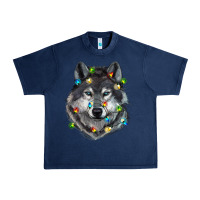 Navy Christmas with wolf Urban Heavy Tee - RanaPortraitStore