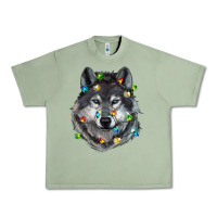Oil Green Christmas with wolf Urban Heavy Tee - RanaPortraitStore