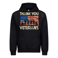 Black Thank You Veterans American Flag Patriotic Urban Hoodie - baoMotion